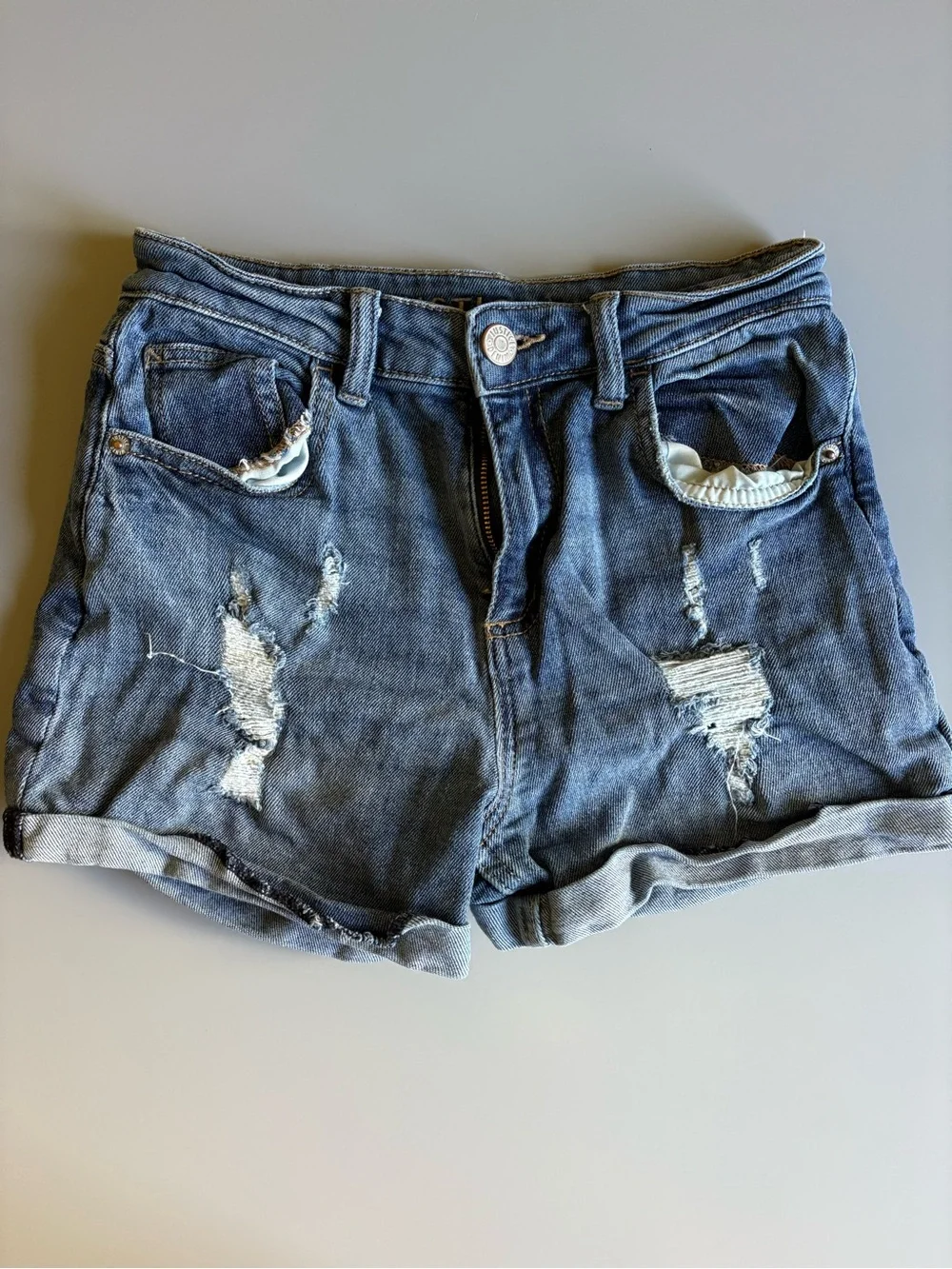 Justice Distressed Denim Shorts - Blue
